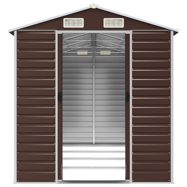 vidaXL Garden Shed Brown 191x385x198 cm Galvanized Steel