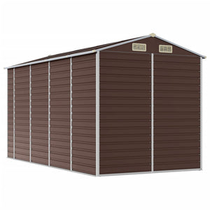 vidaXL Garden Shed Brown 191x385x198 cm Galvanized Steel