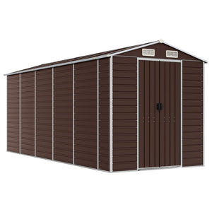 vidaXL Garden Shed Brown 191 x 470 x 198 cm Galvanized Steel
