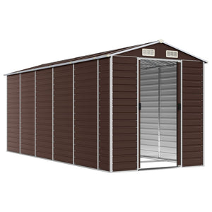 vidaXL Garden Shed Brown 191 x 470 x 198 cm Galvanized Steel