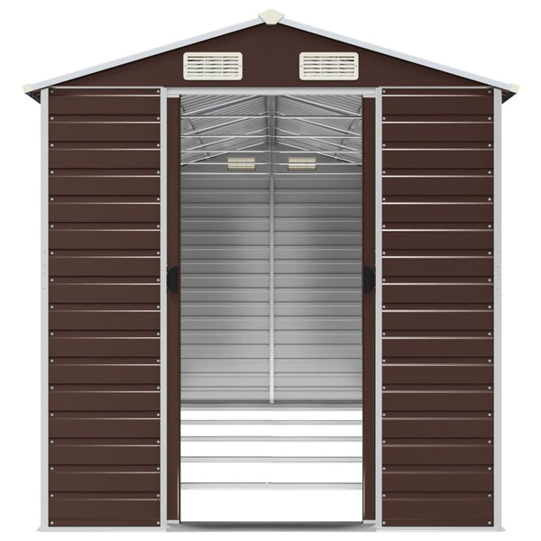 vidaXL Garden Shed Brown 191 x 470 x 198 cm Galvanized Steel