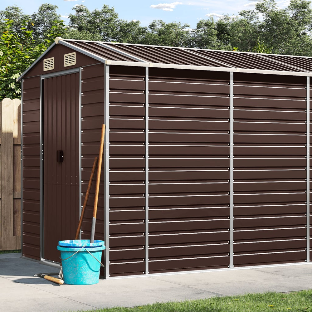 vidaXL Garden Shed Brown 191 x 470 x 198 cm Galvanized Steel