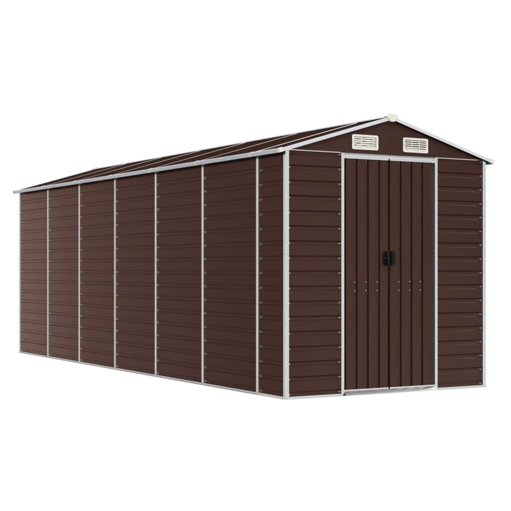 vidaXL Garden Shed Brown 191x555x198 cm Galvanized Steel