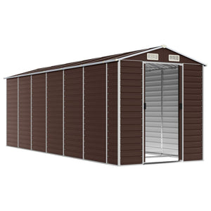 vidaXL Garden Shed Brown 191x555x198 cm Galvanized Steel