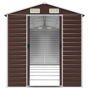 vidaXL Garden Shed Brown 191x555x198 cm Galvanized Steel