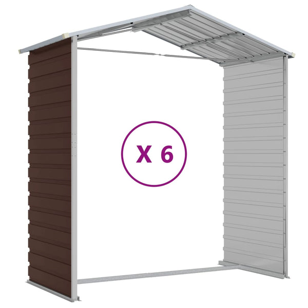 vidaXL Garden Shed Brown 191x555x198 cm Galvanized Steel