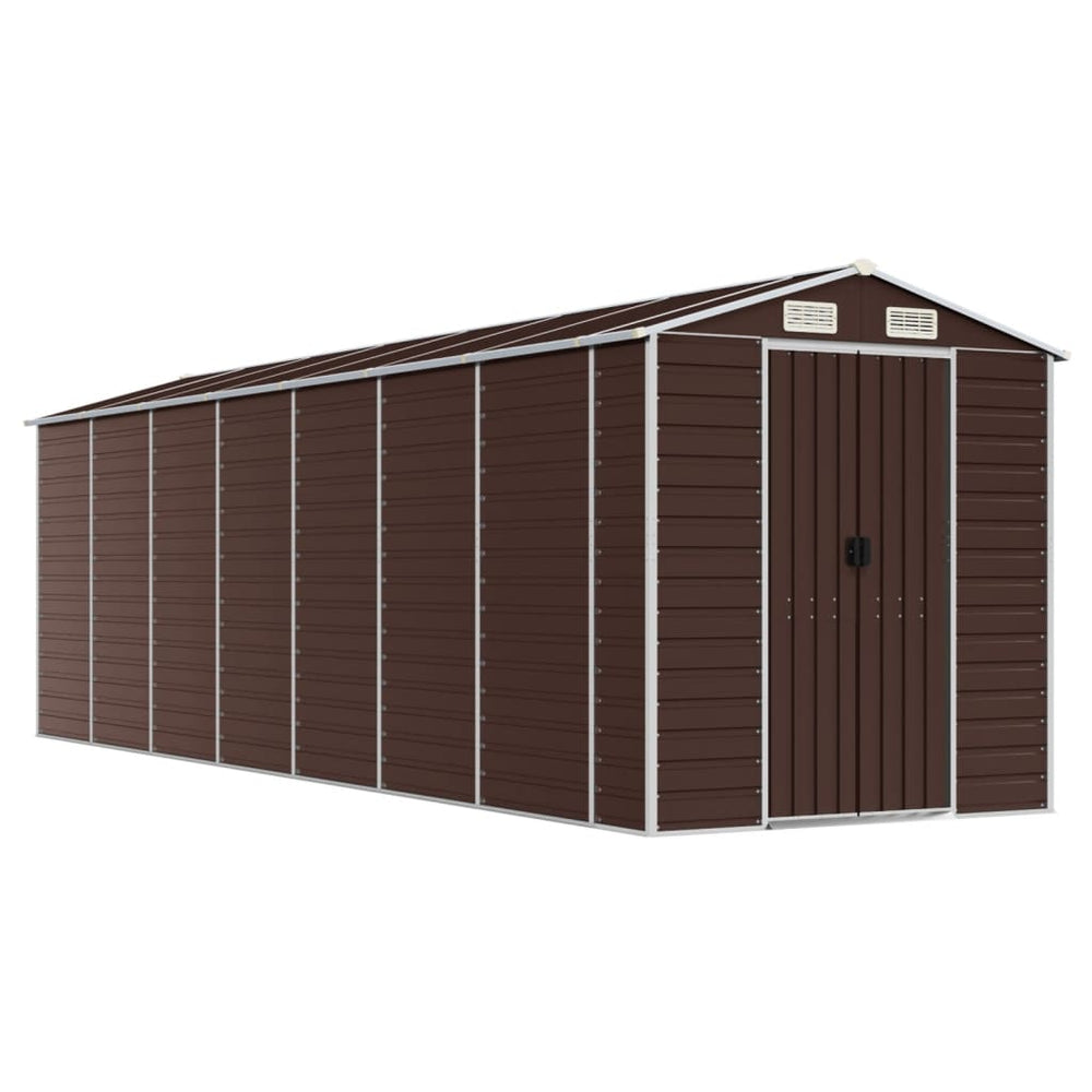 vidaXL Garden Shed Brown 191x640x198 cm Galvanized Steel