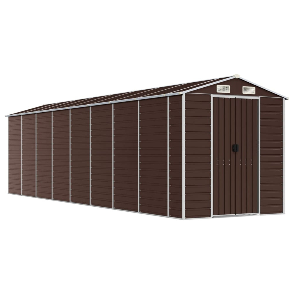 vidaXL Garden Shed Brown 191x725x198 cm Galvanized Steel