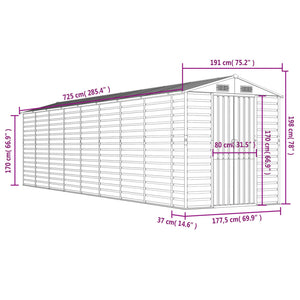 vidaXL Garden Shed Brown 191x725x198 cm Galvanized Steel
