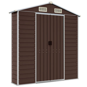 vidaXL Garden Shed Brown 191x725x198 cm Galvanized Steel