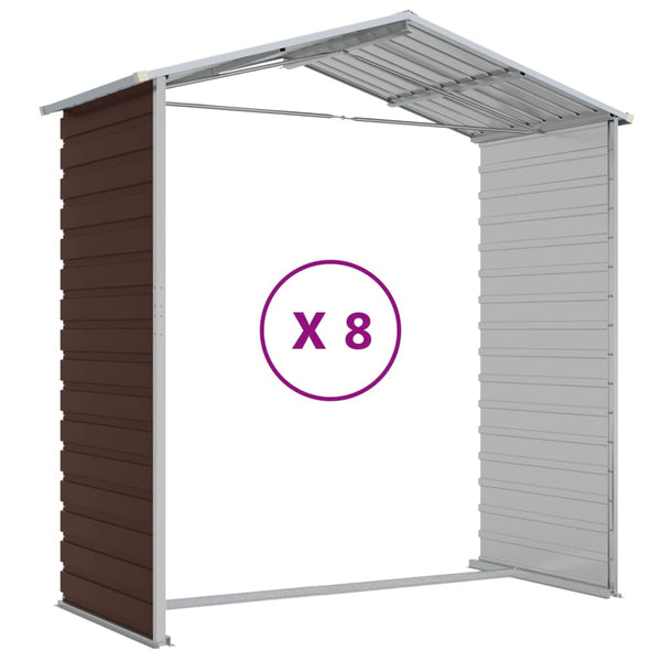 vidaXL Garden Shed Brown 191x725x198 cm Galvanized Steel