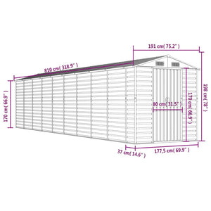 vidaXL Garden Shed Brown 191x810x198 cm Galvanized Steel