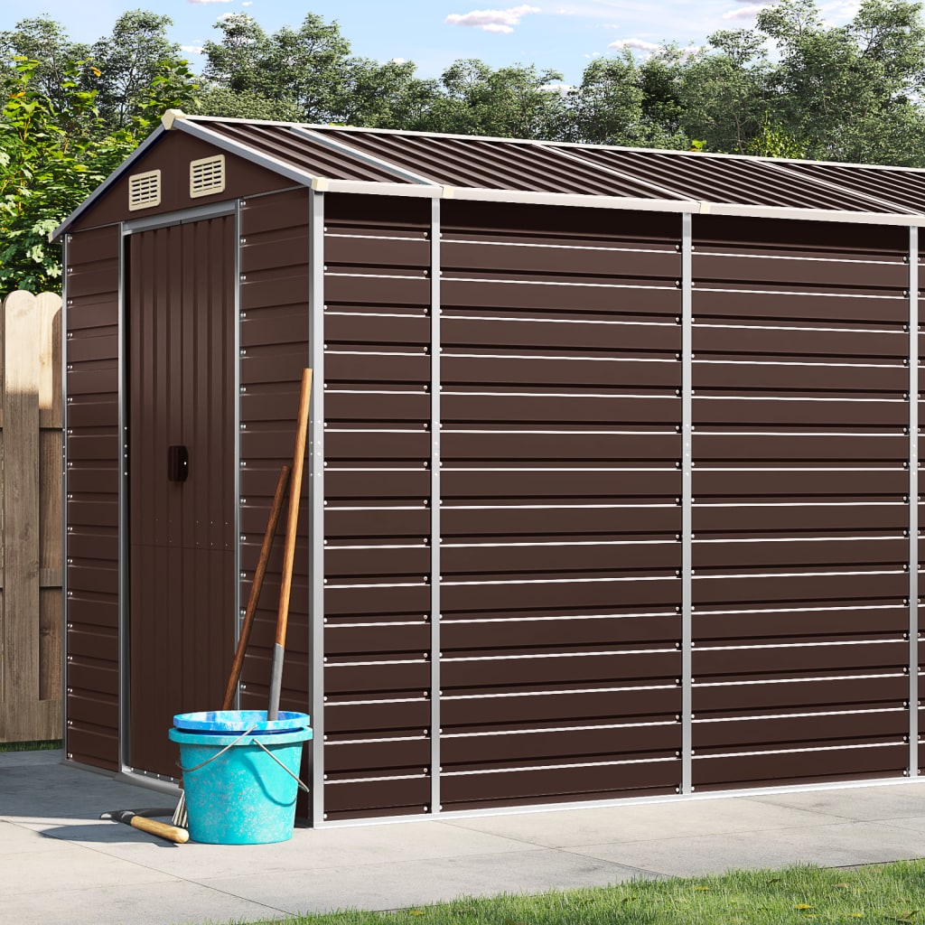 vidaXL Garden Shed Brown 191x810x198 cm Galvanized Steel