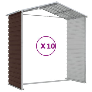 vidaXL Tool Shed Brown 191x89.5x198 cm Galvanized Steel