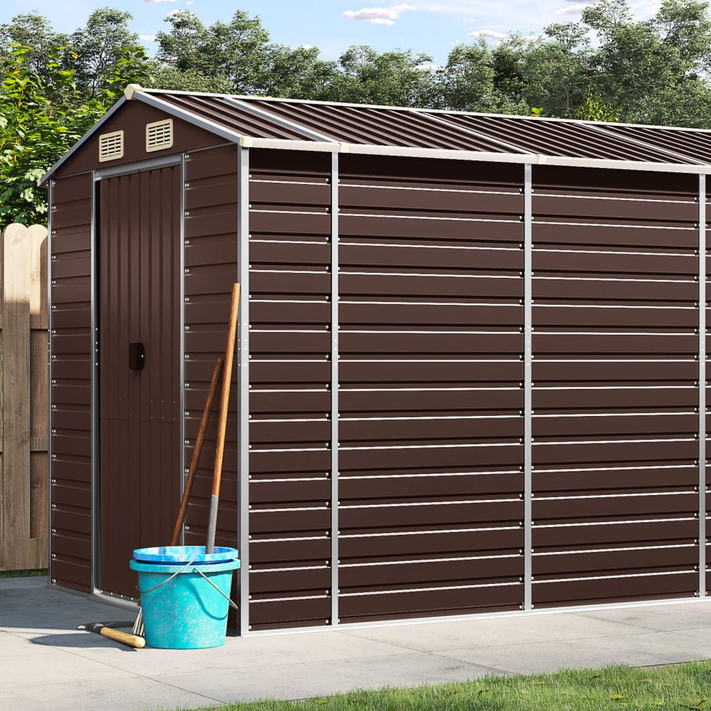 vidaXL Tool Shed Brown 191x89.5x198 cm Galvanized Steel