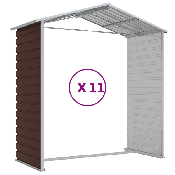 vidaXL Garden Shed Brown 191x980x198 cm Galvanized Steel