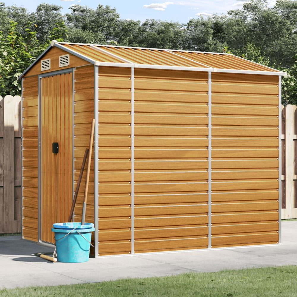 vidaXL Garden Shed Light Brown 191 x 215 x 198 cm Galvanized Steel