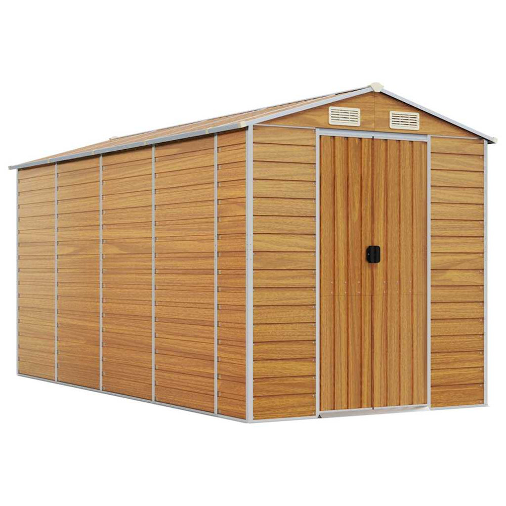 vidaXL Garden Shed Light Brown 191x385x198 cm Galvanized Steel