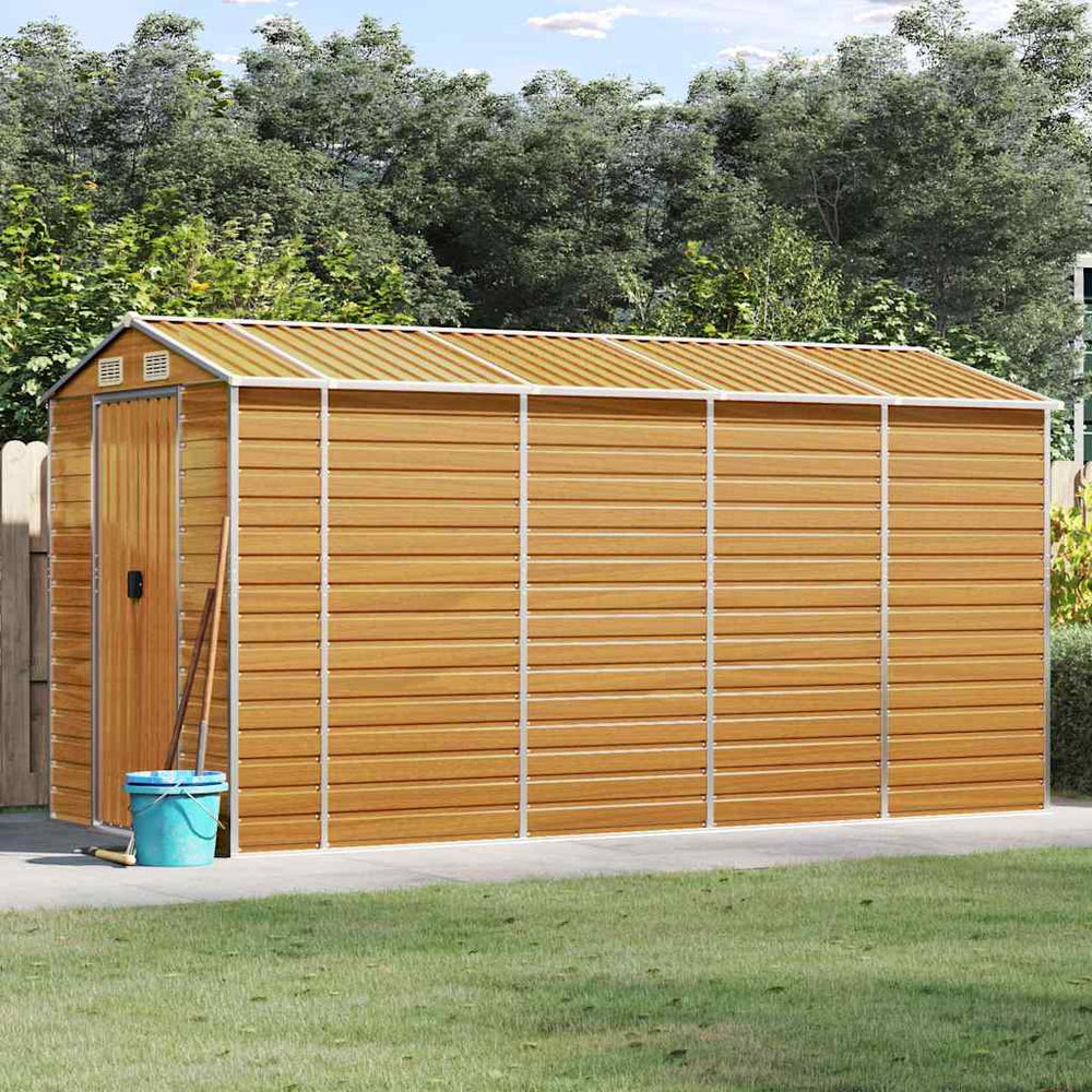 vidaXL Garden Shed Light Brown 191x385x198 cm Galvanized Steel