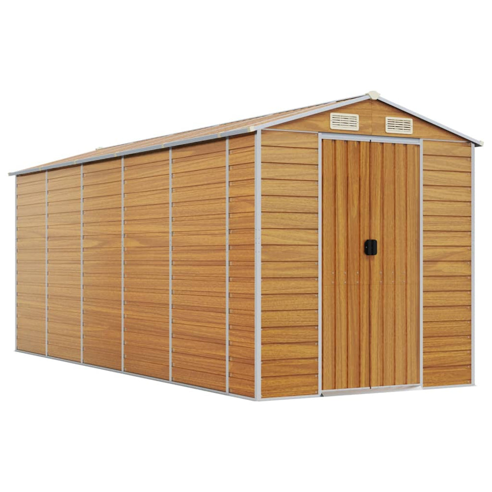 vidaXL Garden Shed Light Brown 191x470x198 cm Galvanized Steel