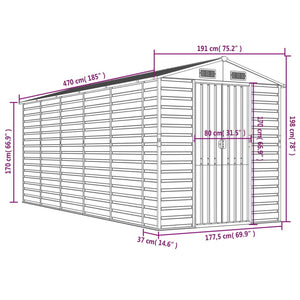 vidaXL Garden Shed Light Brown 191x470x198 cm Galvanized Steel