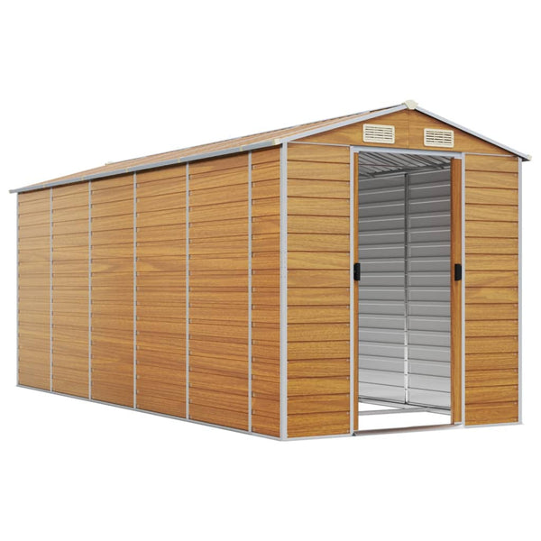 vidaXL Garden Shed Light Brown 191x470x198 cm Galvanized Steel