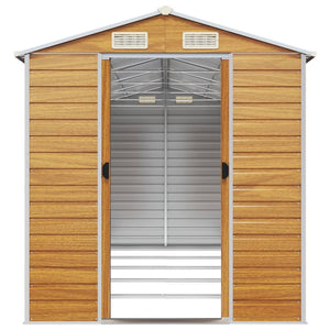 vidaXL Garden Shed Light Brown 191x470x198 cm Galvanized Steel
