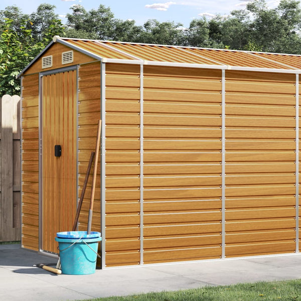 vidaXL Garden Shed Light Brown 191x470x198 cm Galvanized Steel