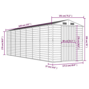 vidaXL Tool Shed Light Brown 191x640x198 cm Galvanized Steel