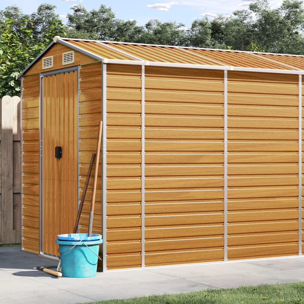 vidaXL Garden Shed Light Brown 191x89.5x198 cm Galvanized Steel