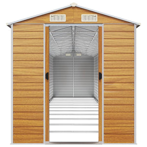 vidaXL Garden Shed Light Brown 191x980x198 cm Galvanized Steel