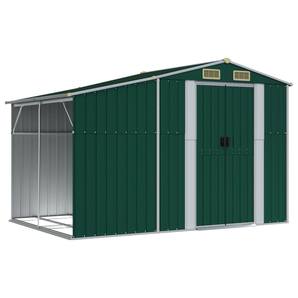 vidaXL Garden Shed Green 277x192.5x179 cm Galvanized Steel