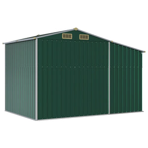 vidaXL Garden Shed Green 277x192.5x179 cm Galvanized Steel