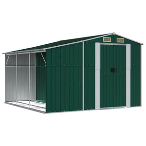 vidaXL Garden Shed Green 277x279x179 cm Galvanized Steel