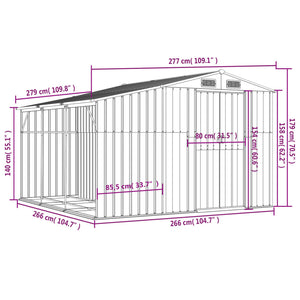 vidaXL Garden Shed Green 277x279x179 cm Galvanized Steel
