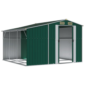 vidaXL Garden Shed Green 277x279x179 cm Galvanized Steel