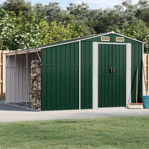 vidaXL Garden Shed Green 277x279x179 cm Galvanized Steel