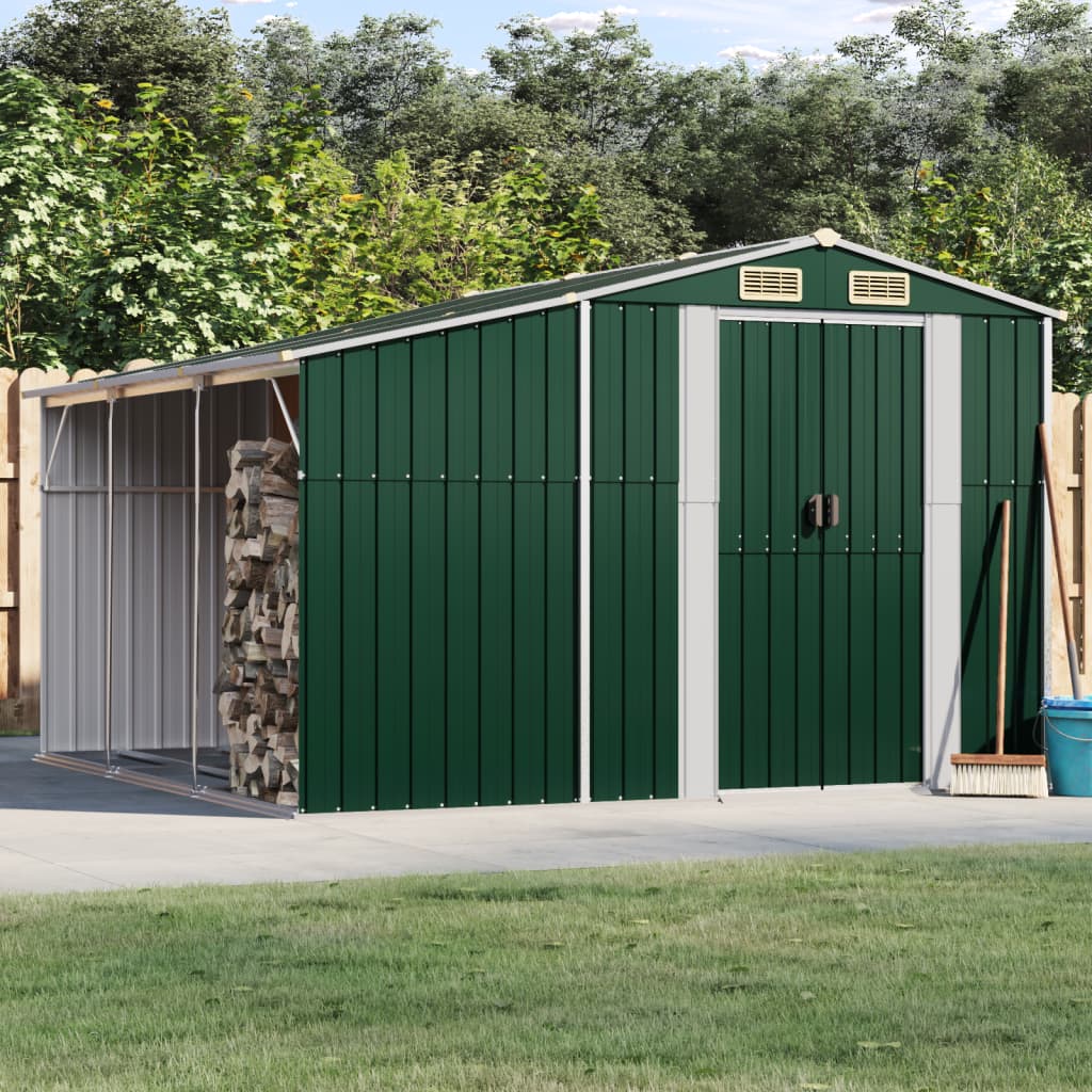 vidaXL Garden Shed Green 277x279x179 cm Galvanized Steel