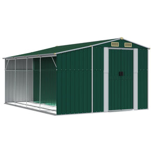 vidaXL Garden Shed Green 277x365.5x179 cm Galvanized Steel