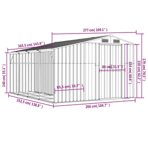 vidaXL Garden Shed Green 277x365.5x179 cm Galvanized Steel