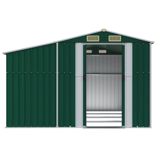 vidaXL Garden Shed Green 277x365.5x179 cm Galvanized Steel