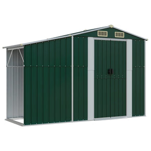 vidaXL Garden Shed Green 277x365.5x179 cm Galvanized Steel
