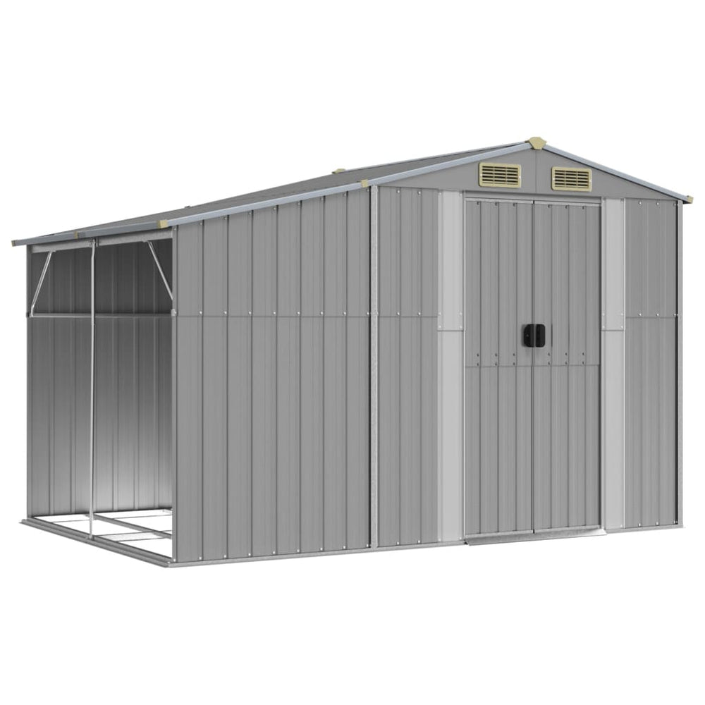 vidaXL Tool Shed Gray 277x192.5x179 cm Galvanized Steel