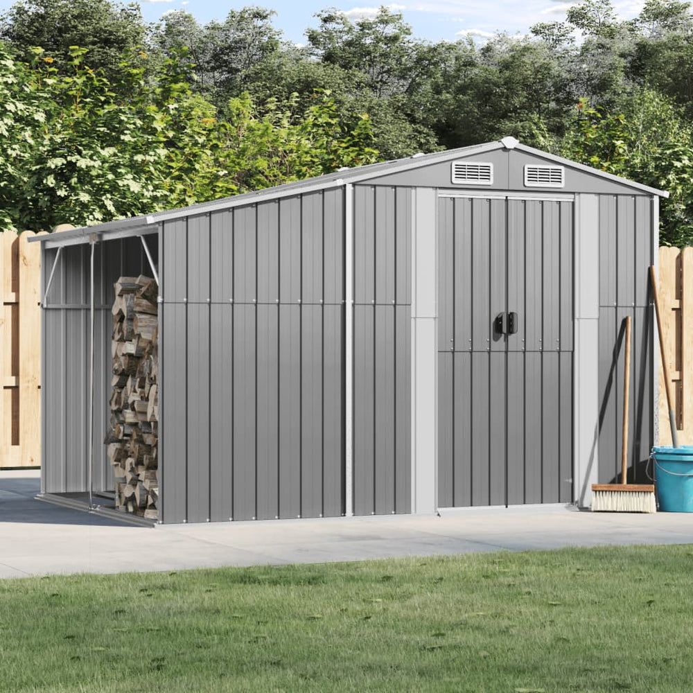 vidaXL Tool Shed Gray 277x192.5x179 cm Galvanized Steel