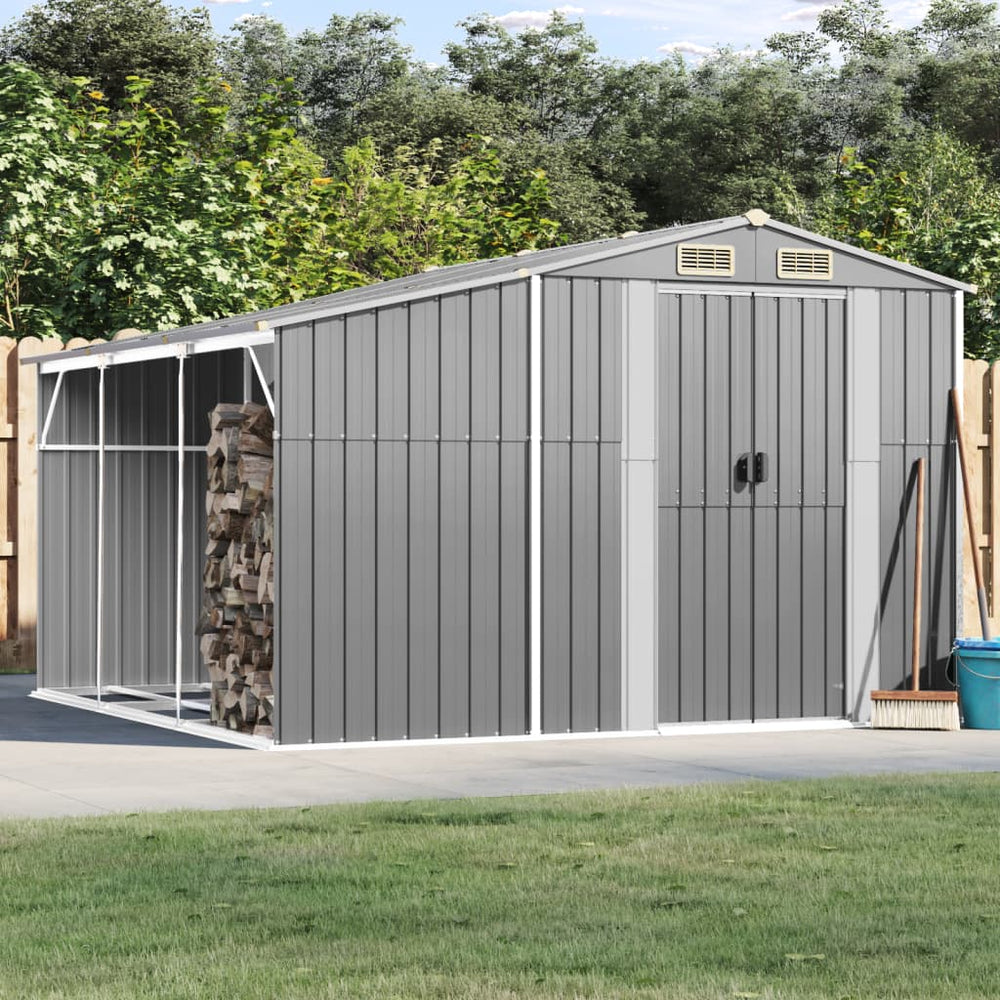 vidaXL Garden Shed Gray 277x279x179 cm Galvanized Steel