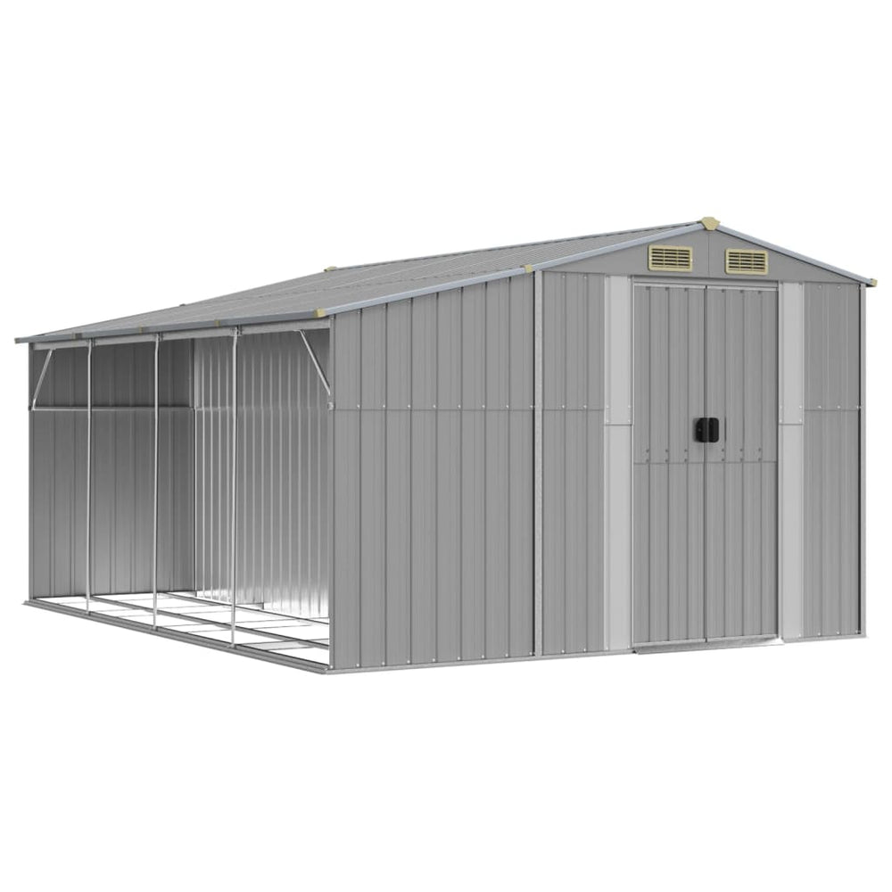 vidaXL Garden Shed Gray 277x365.5x179 cm Galvanized Steel