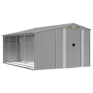 vidaXL Garden Shed Gray 277x365.5x179 cm Galvanized Steel