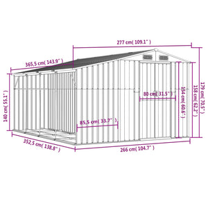 vidaXL Garden Shed Gray 277x365.5x179 cm Galvanized Steel