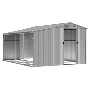 vidaXL Garden Shed Gray 277x365.5x179 cm Galvanized Steel