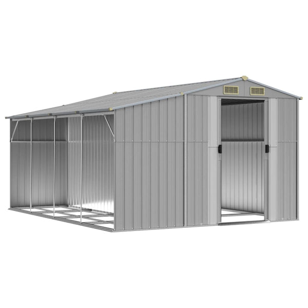 vidaXL Garden Shed Gray 277x365.5x179 cm Galvanized Steel